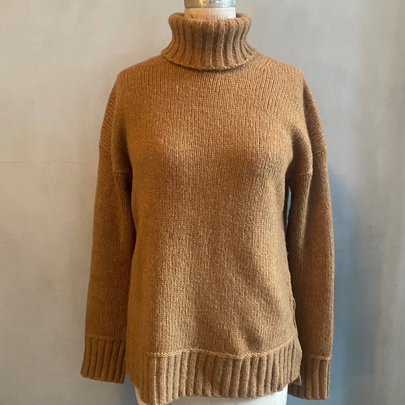 Everlane Orangey Brown Wool Oversized Turtleneck Sweater, size Small - Picture 3 of 10